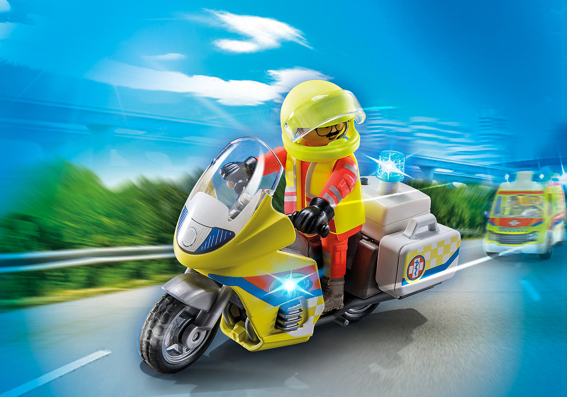 Playmobil moto emergencias con luz intermiente