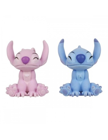 Pack de 2 figuras flocadas enesco disney stitch y angel beso