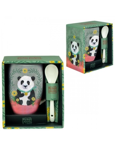 Taza de cerámica con cuchara enesco panda