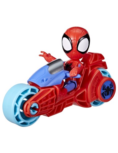 Figura gigante hasbro marvel spidey and his amazing friends spidey con motocicleta