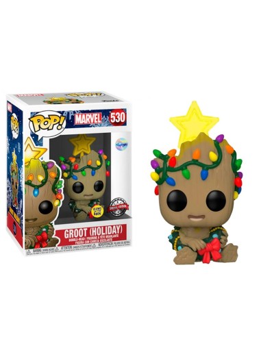 Funko pop marvel guardianes de la galaxia groot navideño glow in the dark brillo en la oscuridad exclusivo 51270