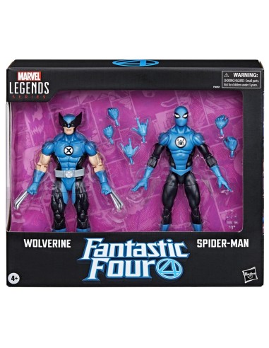 Pack 2 figuras hasbro marvel legends series los 4 fantasticos wolverine & spider - man