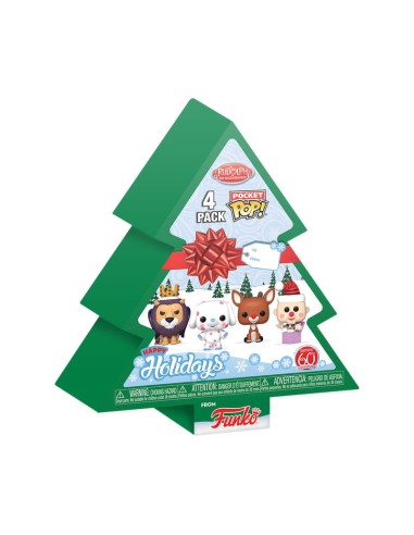 Pack 4 llaveros funko pop: rudolph tree holiday box